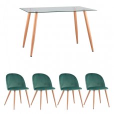 Обеденная группа Освальд, стулья Лион велюр с ромбами мятный Обеденная группа Освальд, стулья Лион велюр с ромбами мятный