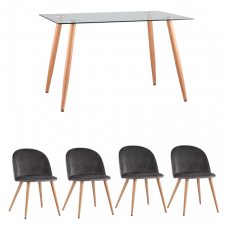 Обеденная группа Освальд, стулья Лион велюр серый Обеденная группа Освальд, стулья Лион велюр серый